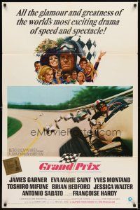 6c440 GRAND PRIX 1sh '67 Formula One race car driver James Garner, artwork by Howard Terpning!