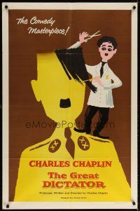6c442 GREAT DICTATOR 1sh R58 Charlie Chaplin directs and stars, wacky WWII comedy!