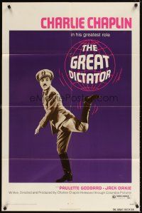 6c443 GREAT DICTATOR 1sh R72 Charlie Chaplin directs and stars, wacky WWII comedy!