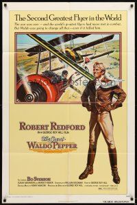 6c446 GREAT WALDO PEPPER 1sh '75 George Roy Hill, Robert Redford, cool early aviation art!