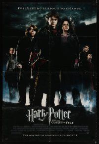 6c462 HARRY POTTER & THE GOBLET OF FIRE advance DS 1sh '05 Daniel Radcliffe, Emma Watson, Grint!