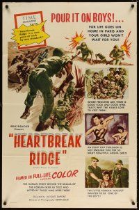 6c472 HEARTBREAK RIDGE 1sh '55 U.S. soldiers in Korea at war & with geisha girls!