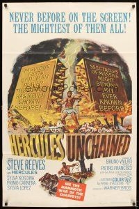 6c479 HERCULES UNCHAINED 1sh '60 Ercole e la regina di Lidia, world's mightiest man Steve Reeves!