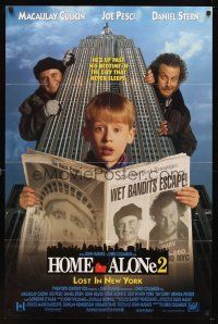 6c491 HOME ALONE 2 style C int'l DS 1sh '92 Macaulay Culkin, Pesci, Daniel Stern, Lost in New York!