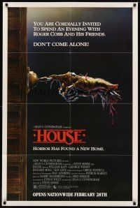 6c499 HOUSE advance 1sh '86 great artwork of severed hand ringing doorbell, don't come alone!