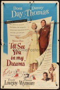 6c512 I'LL SEE YOU IN MY DREAMS 1sh '52 Doris Day & Danny Thomas are Makin' Whoopee!