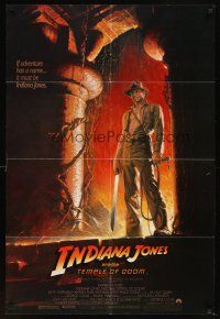 6c520 INDIANA JONES & THE TEMPLE OF DOOM 1sh '84 full-length art of Harrison Ford by Bruce Wolfe!