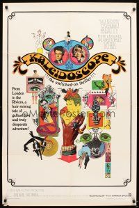 6c543 KALEIDOSCOPE 1sh '66 Warren Beatty, Susannah York, cool colorful Bob Peak art!