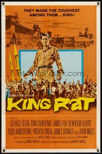 6c553 KING RAT 1sh '65 art of George Segal & Tom Courtenay, James Clavell, World War II POWs!