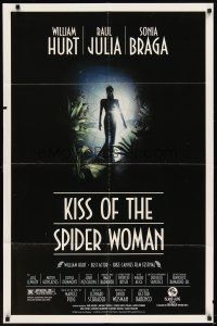 6c554 KISS OF THE SPIDER WOMAN 1sh '85 cool artwork of sexy Sonia Braga in spiderweb dress!