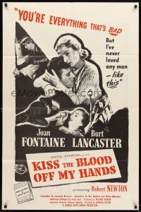 6c555 KISS THE BLOOD OFF MY HANDS military 1sh R60s Joan Fontaine hides fugitive Burt Lancaster!