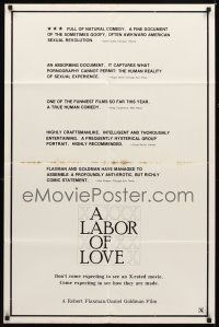 6c561 LABOR OF LOVE 1sh '76 don't come expecting to see an X-rated movie, see how they're made!