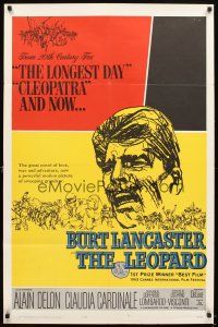 6c578 LEOPARD 1sh '63 Luchino Visconti's Il Gattopardo, cool art of Burt Lancaster!