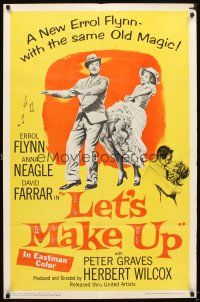 6c580 LET'S MAKE UP 1sh '56 great image of Errol Flynn dancing with Anna Neagle!