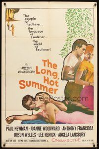 6c586 LONG, HOT SUMMER 1sh '58 Paul Newman, Joanne Woodward, Faulkner directed by Martin Ritt!