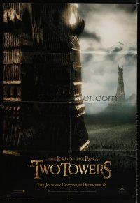6c588 LORD OF THE RINGS: THE TWO TOWERS teaser DS 1sh '02 Peter Jackson epic, Elijah Wood, Tolkien