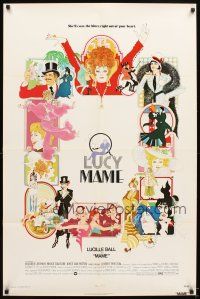 6c602 MAME 1sh '74 Lucille Ball, from Broadway musical, cool Bob Peak artwork!