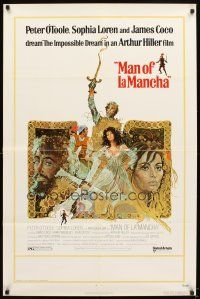 6c605 MAN OF LA MANCHA 1sh '72 Peter O'Toole, Sophia Loren, cool Ted CoConis art!