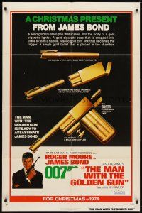 6c608 MAN WITH THE GOLDEN GUN advance 1sh '74 a Christmas present from James Bond, cool!