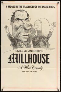 6c627 MILLHOUSE 1sh '71 great cartoon parody art of Richard Nixon by D. Levine!