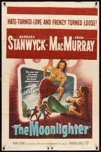 6c635 MOONLIGHTER 1sh '53 excellent 3-D image of Barbara Stanwyck & Fred MacMurray!
