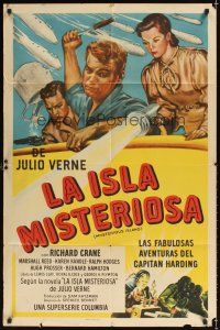 6c649 MYSTERIOUS ISLAND Spanish/U.S. 1sh '51 Richard Crane, sci-fi serial from Jules Verne novel!