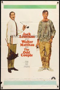 6c676 ODD COUPLE 1sh '68 art of best friends Walter Matthau & Jack Lemmon by Robert McGinnis!