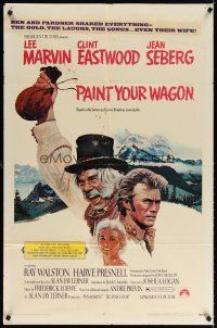 6c696 PAINT YOUR WAGON 1sh '69 art of Clint Eastwood, Lee Marvin & pretty Jean Seberg!
