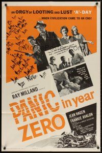 6c698 PANIC IN YEAR ZERO style A 1sh '62 Ray Milland, Jean Hagen, Avalon, orgy of looting & lust!
