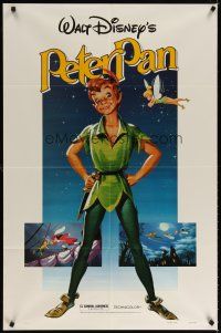 6c707 PETER PAN 1sh R82 Walt Disney animated cartoon fantasy classic, great full-length art!