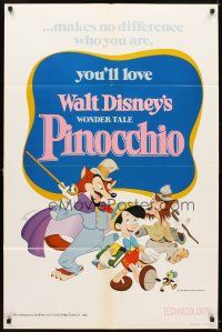 6c712 PINOCCHIO 1sh R78 Disney classic fantasy cartoon about a wooden boy who wants to be real!