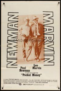 6c715 POCKET MONEY 1sh '72 great full-length portrait of Paul Newman & Lee Marvin!