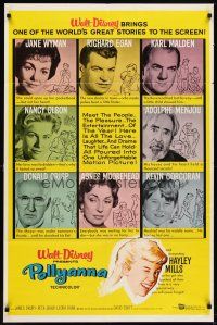 6c717 POLLYANNA 1sh '60 art of winking Hayley Mills, Jane Wyman, Disney!