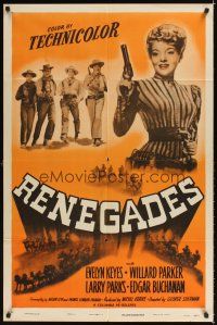 6c740 RENEGADES 1sh R49 Evelyn Keyes with her gun in her hands and her man in her arms!