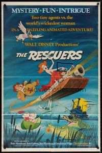 6c741 RESCUERS 1sh '77 Disney mouse mystery adventure cartoon from the depths of Devil's Bayou!