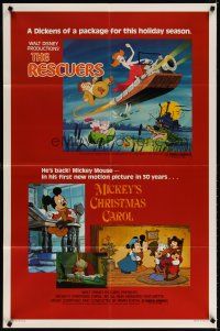 6c744 RESCUERS/MICKEY'S CHRISTMAS CAROL 1sh '83 Disney package for the holiday season!