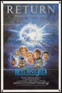 6c747 RETURN OF THE JEDI 1sh R85 George Lucas classic, Mark Hamill, Harrison Ford, Jung art!