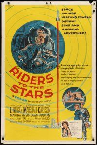 6c753 RIDERS TO THE STARS 1sh '54 William Lundigan has broken into outer space w/gravity zero!