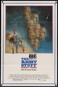 6c754 RIGHT STUFF 1sh '83 great Tom Jung montage art of the first NASA astronauts!