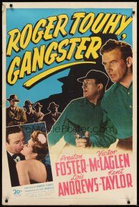 6c760 ROGER TOUHY GANGSTER 1sh '44 Preston Foster in title role, The Last of the Gangsters!