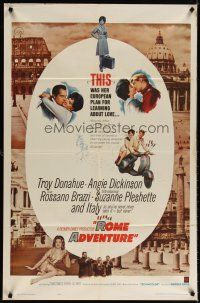 6c761 ROME ADVENTURE 1sh '62 Troy Donahue & Suzanne Pleshette on Vespa in Italy!