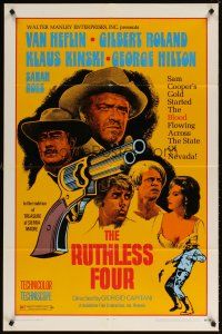 6c766 RUTHLESS FOUR 1sh '69 Van Heflin, Gilbert Roland, Klaus Kinski, spaghetti western!