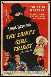 6c772 SAINT'S GIRL FRIDAY 1sh '54 blondes and bullets can't stop Louis Hayward!
