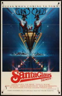 6c776 SANTA CLAUS THE MOVIE advance 1sh '85 Bob Peak artwork of Santa on his sleigh!