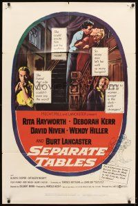6c789 SEPARATE TABLES 1sh '58 Burt Lancaster desperately & violently craves Rita Hayworth!