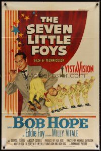 6c791 SEVEN LITTLE FOYS 1sh '55 Bob Hope performing on stage with his seven kids in wacky outfits!