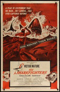 6c796 SHARKFIGHTERS 1sh '56 Victor Mature, one knife against a thousand knifed teeth!