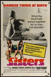 6c808 SISTERS 1sh '73 Brian De Palma, Margot Kidder is a set of conjoined twins!