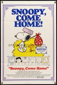 6c816 SNOOPY COME HOME 1sh '72 Peanuts, Charlie Brown, great image of Snoopy & Woodstock!