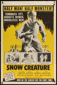 6c817 SNOW CREATURE 1sh '54 abominable Yeti terrorizes city, abducts women & annihilates men!